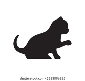 Cat silhouette. Vector silhouette of cat on white background. black cat isolated on white background. cutout cat. hand drawn design. vector illustration.