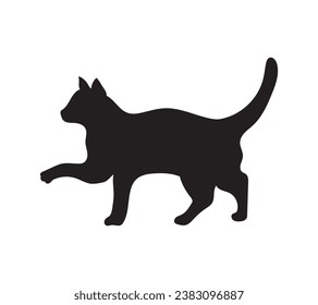 Silueta de gato. Silueta vectorial de gato sobre fondo blanco. gato negro aislado de fondo blanco. gatito. diseño dibujado a mano. ilustración vectorial.