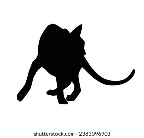 Cat silhouette. Vector silhouette of cat on white background. black cat isolated on white background. cutout cat. hand drawn design. vector illustration.