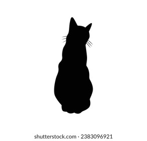 Cat silhouette. Vector silhouette of cat on white background. black cat isolated on white background. cutout cat. hand drawn design. vector illustration.