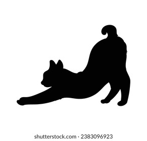 Cat silhouette. Vector silhouette of cat on white background. black cat isolated on white background. cutout cat. hand drawn design. vector illustration.