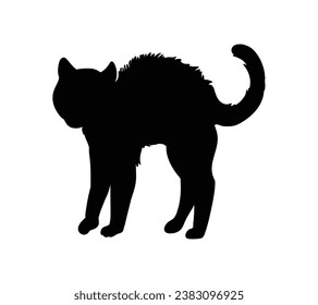 Cat silhouette. Vector silhouette of cat on white background. black cat isolated on white background. cutout cat. hand drawn design. vector illustration.