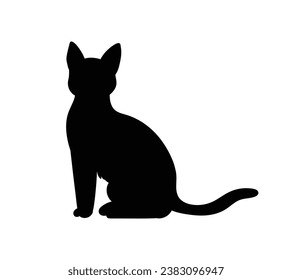 Cat silhouette. Vector silhouette of cat on white background. black cat isolated on white background. cutout cat. hand drawn design. vector illustration.