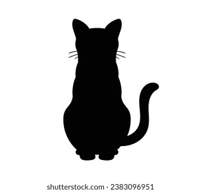 Cat silhouette. Vector silhouette of cat on white background. black cat isolated on white background. cutout cat. hand drawn design. vector illustration.