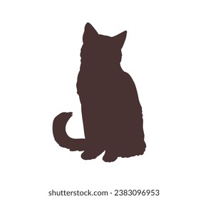 Cat silhouette. Vector silhouette of cat on white background. black cat isolated on white background. cutout cat. hand drawn design. vector illustration.