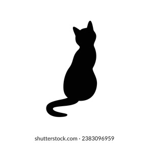 Silueta de gato. Silueta vectorial de gato sobre fondo blanco. gato negro aislado de fondo blanco. gatito. diseño dibujado a mano. ilustración vectorial.