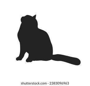 Cat silhouette. Vector silhouette of cat on white background. black cat isolated on white background. cutout cat. hand drawn design. vector illustration.