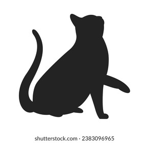 Cat silhouette. Vector silhouette of cat on white background. black cat isolated on white background. cutout cat. hand drawn design. vector illustration.