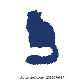 Cat silhouette. Vector silhouette of cat on white background. black cat isolated on white background. cutout cat. hand drawn design. vector illustration.