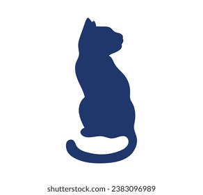 Cat silhouette. Vector silhouette of cat on white background. black cat isolated on white background. cutout cat. hand drawn design. vector illustration.
