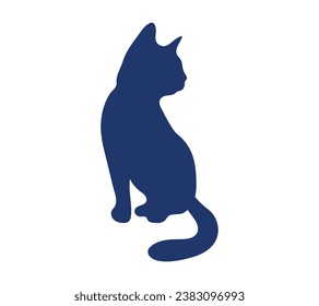 Cat silhouette. Vector silhouette of cat on white background. black cat isolated on white background. cutout cat. hand drawn design. vector illustration.