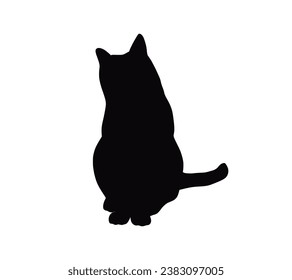 Cat silhouette. Vector silhouette of cat on white background. black cat isolated on white background. cutout cat. hand drawn design. vector illustration.