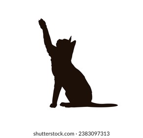 Cat silhouette. Vector silhouette of cat on white background. black cat isolated on white background. cutout cat. hand drawn design. vector illustration.
