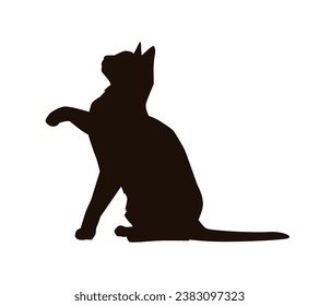 Cat silhouette. Vector silhouette of cat on white background. black cat isolated on white background. cutout cat. hand drawn design. vector illustration.