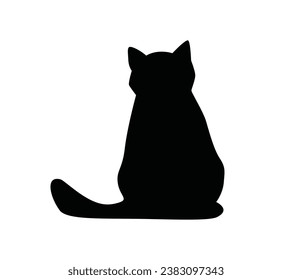 Cat silhouette. Vector silhouette of cat on white background. black cat isolated on white background. cutout cat. hand drawn design. vector illustration.