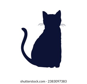 Cat silhouette. Vector silhouette of cat on white background. black cat isolated on white background. cutout cat. hand drawn design. vector illustration.