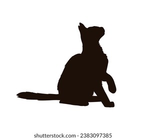 Katzensilhouette. Vektorsilhouette einer Katze auf weißem Hintergrund. schwarze Katze einzeln auf weißem Hintergrund. ausgeschnittene Katze. handgezeichnet. Vektorgrafik.