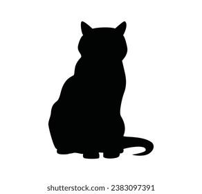 Cat silhouette. Vector silhouette of cat on white background. black cat isolated on white background. cutout cat. hand drawn design. vector illustration.