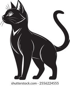cat silhouette vector on white background 