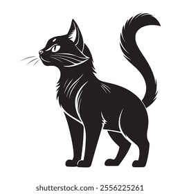 Cat silhouette vector on white background