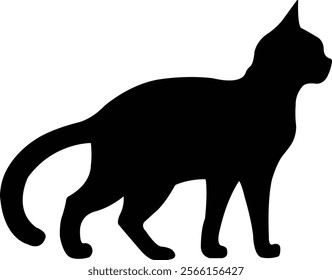 Cat silhouette vector on a white background.