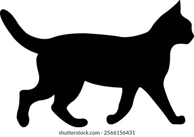 Cat silhouette vector on a white background.