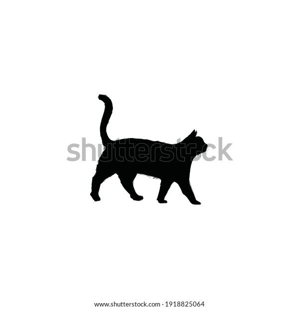 Cat Silhouette Vector On White Background Stock Vector (Royalty Free ...