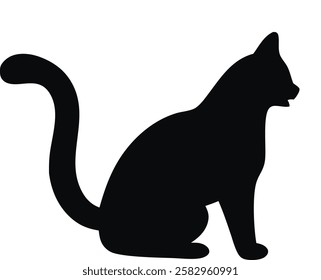 Cat silhouette vector set- Black cat