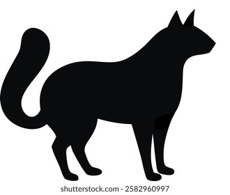 Cat silhouette vector set- Black cat