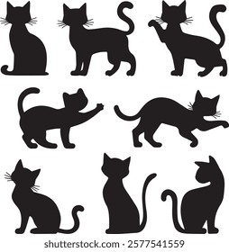 Cat Silhouette Vector Set Illustration for Creative Projects