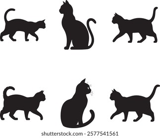 Cat Silhouette Vector Set Illustration for Creative Projects