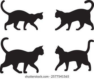 Cat Silhouette Vector Set Illustration for Creative Projects