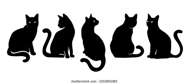 Cat silhouette vector set Isolated On White Background