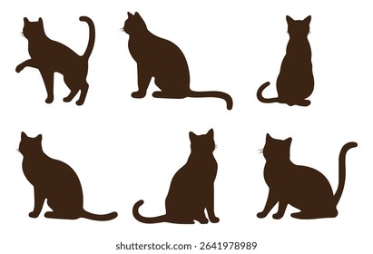 Cat silhouette vector set Isolated On White Background
