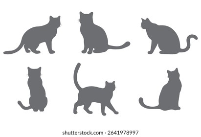Cat silhouette vector set Isolated On White Background