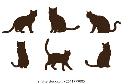 Cat silhouette vector set Isolated On White Background