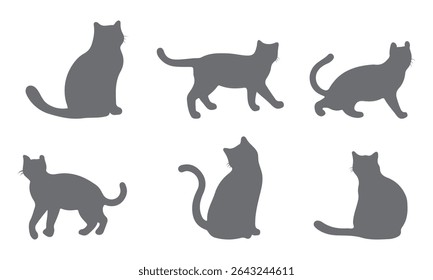 Cat silhouette vector set Isolated On White Background 
