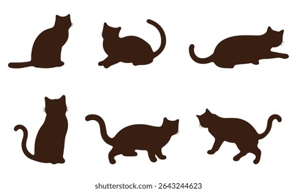 Cat silhouette vector set Isolated On White Background 