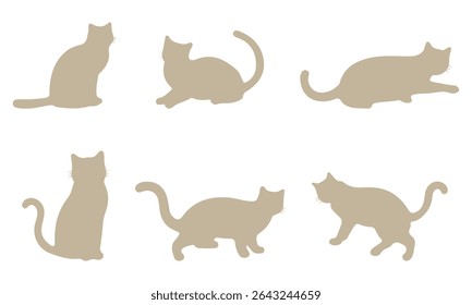 Cat silhouette vector set Isolated On White Background 