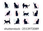 Cat silhouette vector set. cat shadow