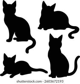 Cat silhouette vector set. cat shadow