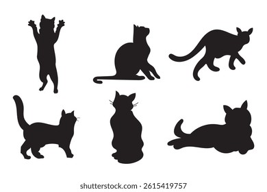 Cat silhouette vector set. cat shadow