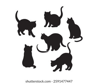 Cat silhouette vector simple illustration. 
