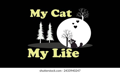 Cat silhouette Vector for T-shirt Design
