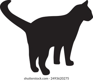 silueta de gato, Vector, gato que camina, sigilosa vista lateral, mascota, gato animal.