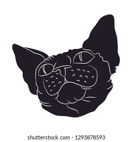 Cat silhouette vector, white background, cat portrait