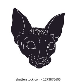 Cat silhouette vector, white background, cat portrait