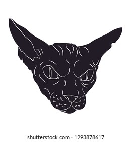 Cat silhouette vector, white background, cat portrait