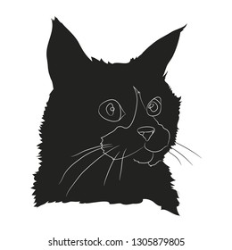 Cat silhouette vector, white background, cat portrait
