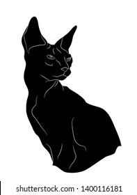 Cat silhouette vector, white background, cat portrait